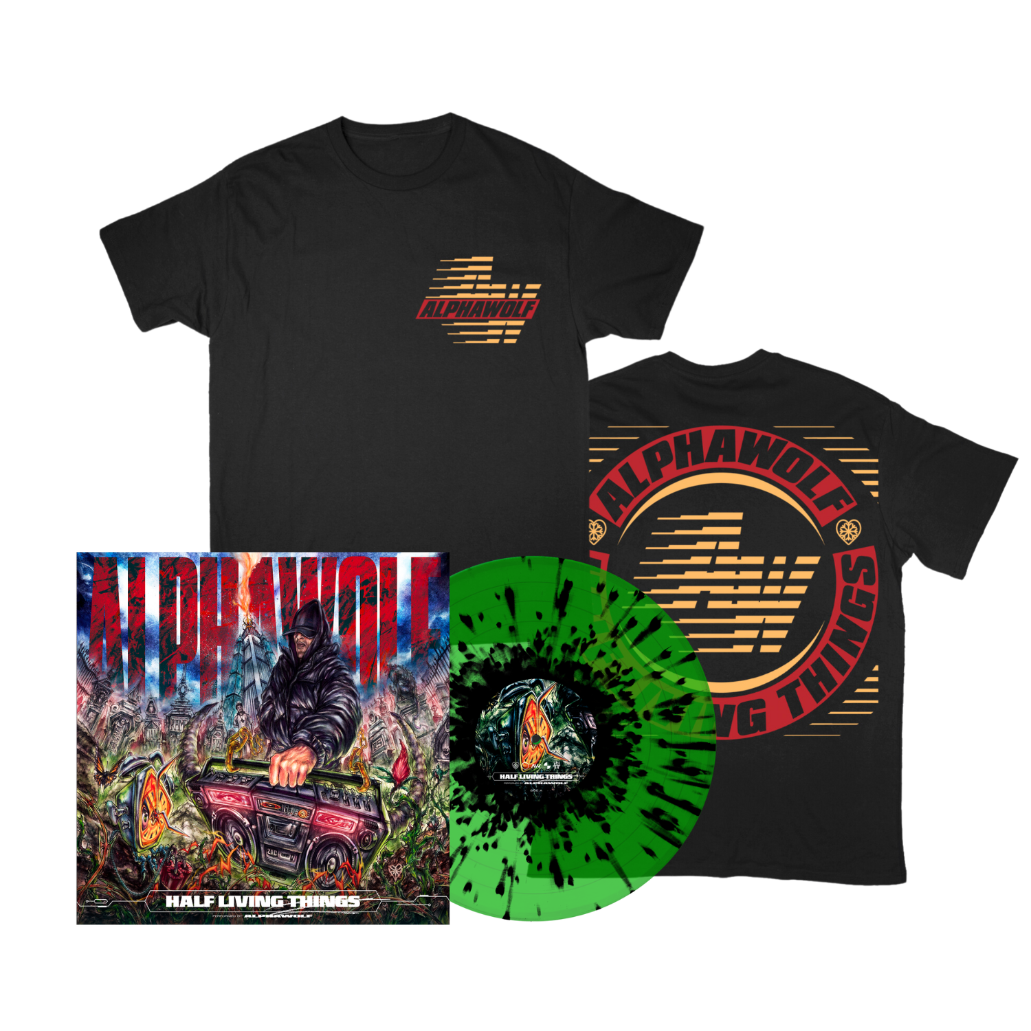 Alpha Wolf - Half Living Things T-Shirt + LP Bundle – Greyscale Records